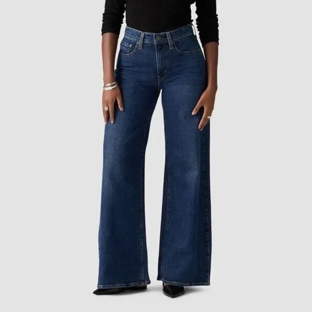 Women's Blue Wide-Leg Jeans